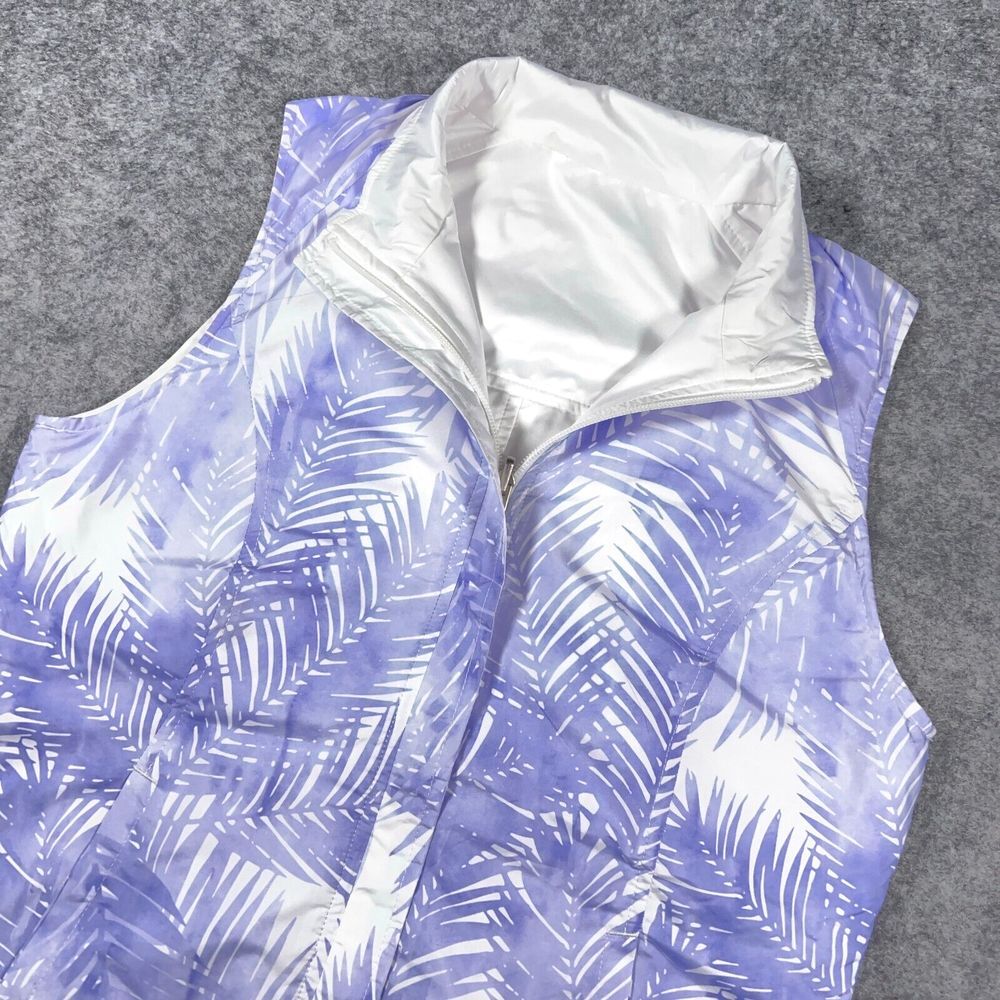 Peter Millar Vest Womens Small Purple White Reversable Zip‎ Up Pockets Golf Palm